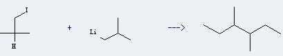 The Hexane, 3,4-dimethyl- could be obtained by the reactants of 1-iodo-2-methyl-propane and isobutyllithium